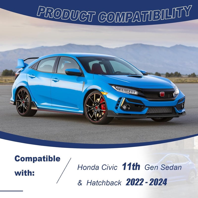 Gear Up Front Bumper Lip for Honda Civic 11th Gen 2022-2024 PP Front Lip Splitter Spoiler(Matte Black) - Image 2